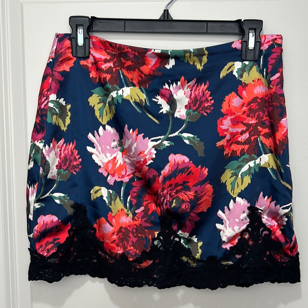 Navy Floral Mini Skirt